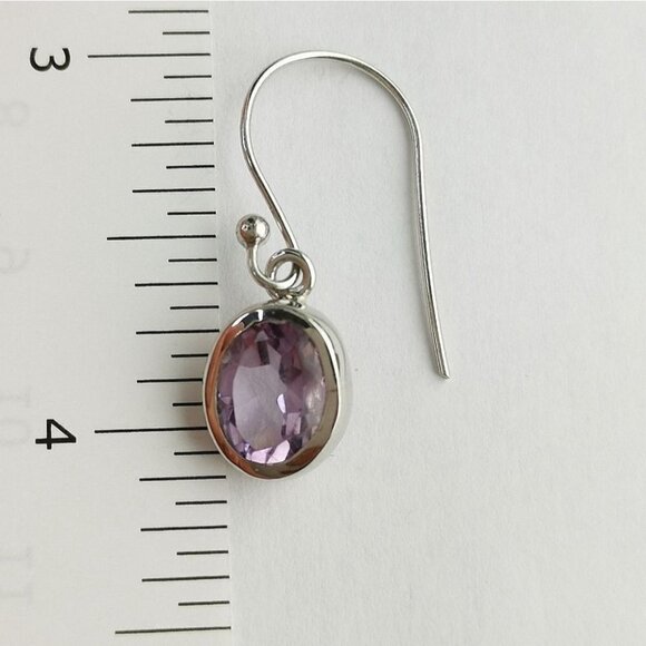 Sterling silver oval cut lavender Amethyst drop earrings 🆕 - Picture 2 of 5